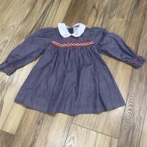 Vintage Handmade Toddler Dress 2T 3T Embroidered Holiday
